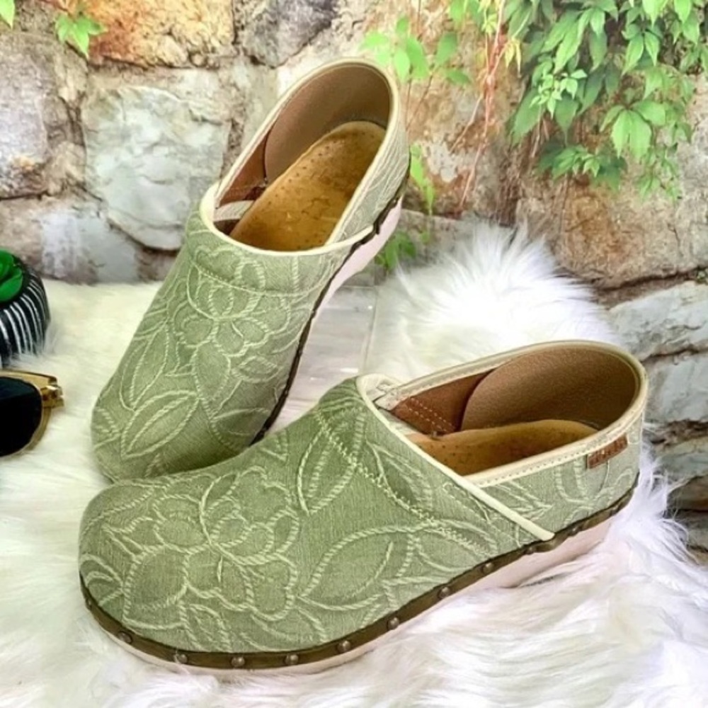 DANSKO Loden Green Textile Clogs